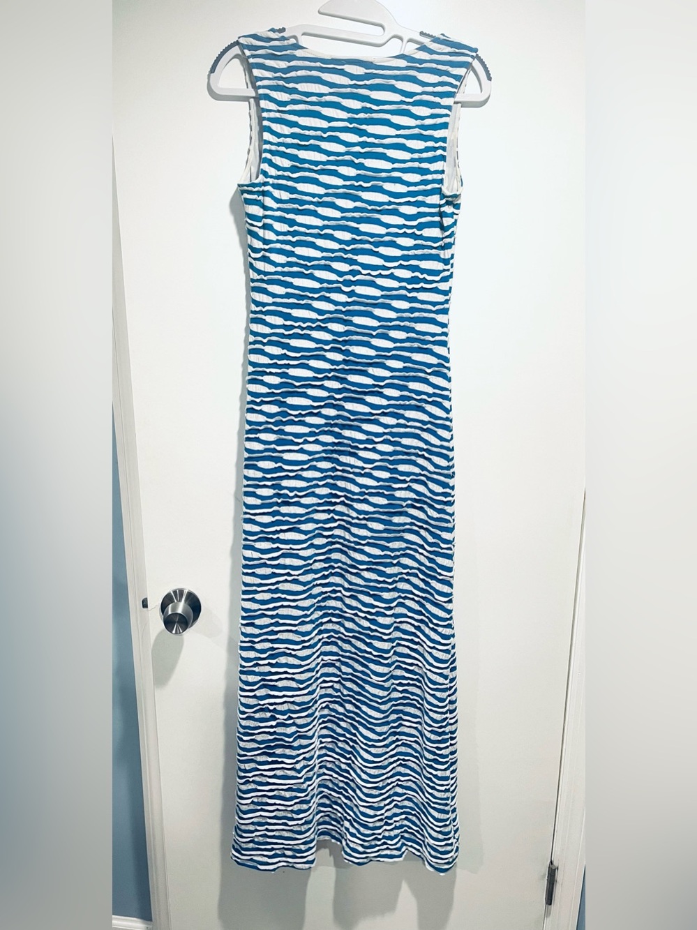 Beige by eci Blue and White Long Sleeve Maxi Tank Dress L 3/$28